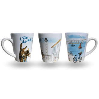 Tasse expresso conique avec anse - Aquarelle Île de Ré