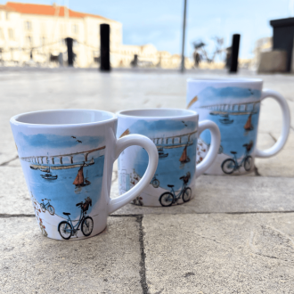 Tasse expresso conique avec anse - Aquarelle Île de Ré