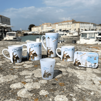 Tasse expresso conique avec anse - Aquarelle Île de Ré