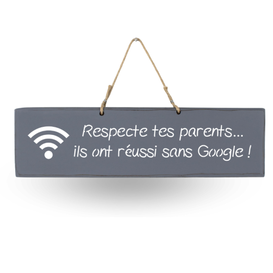 Wooden sign - Respect your parents, they succeeded without Google!
