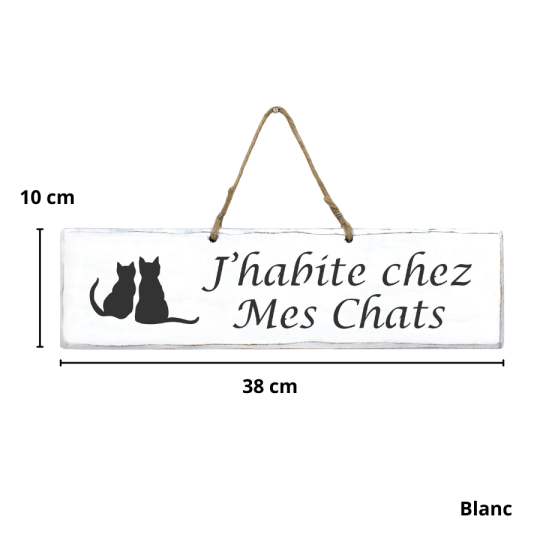 Wooden sign - I live with my cats white