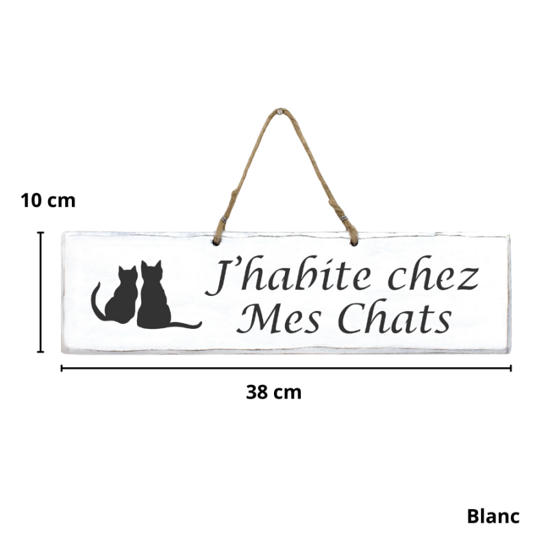 Wooden sign - I live with my cats white