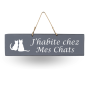 Wooden sign - I live with my cats wood anthracite