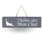 Wooden sign - I live at My Cat's house anthracite