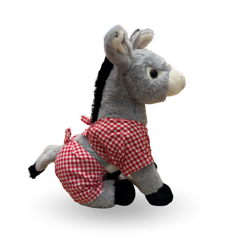 Plush donkey in red trousers from Île de Ré