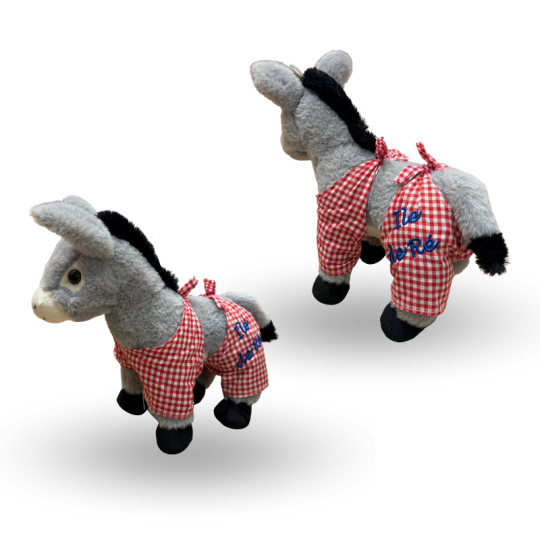 Plush donkey in red trousers from Île de Ré