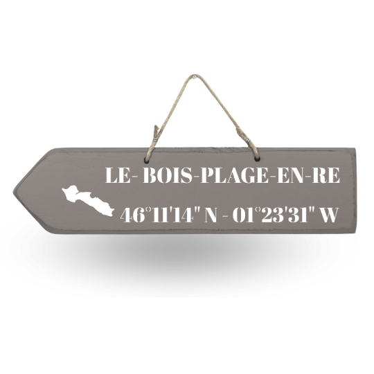 Wooden sign - Le Bois Plage en Ré left arrow french mole