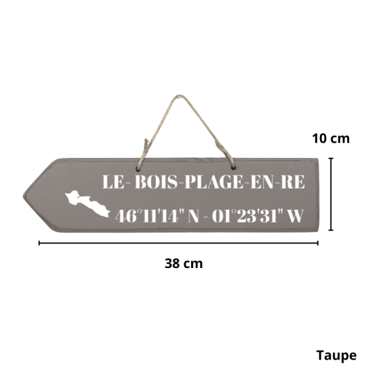 Wooden sign - Le Bois Plage en Ré left arrow french mole