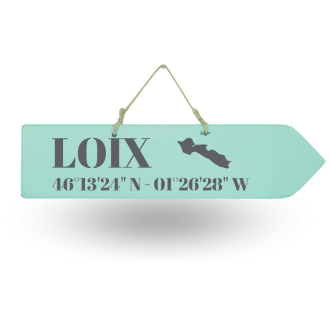 Pancarte en bois - Loix flèche droite vert céladon