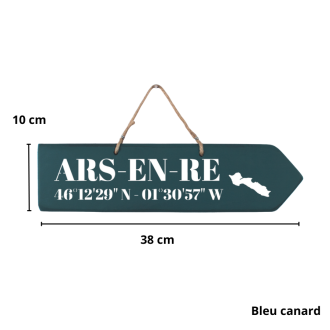 Pancarte en bois - Ars en Ré flèche droite bleu canard