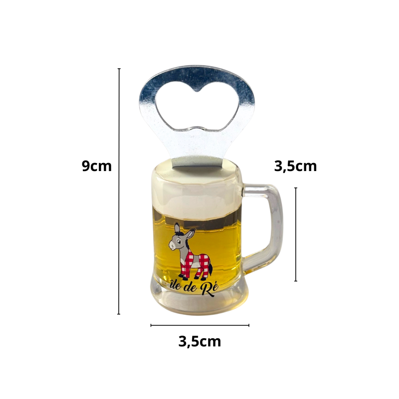 Décapsuleur chope de bière aimanté - Âne en culotte rouge de l'Île de Ré