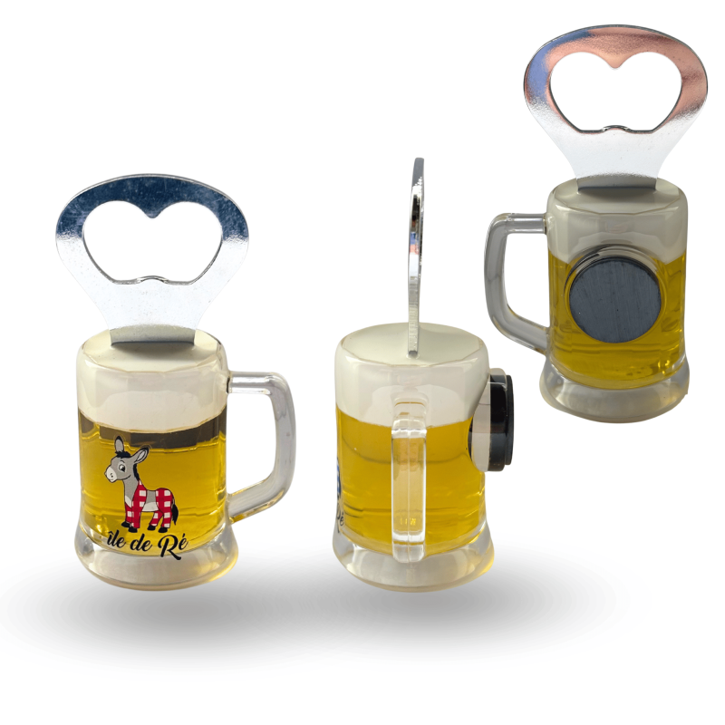 Décapsuleur chope de bière aimanté - Âne en culotte rouge de l'Île de Ré