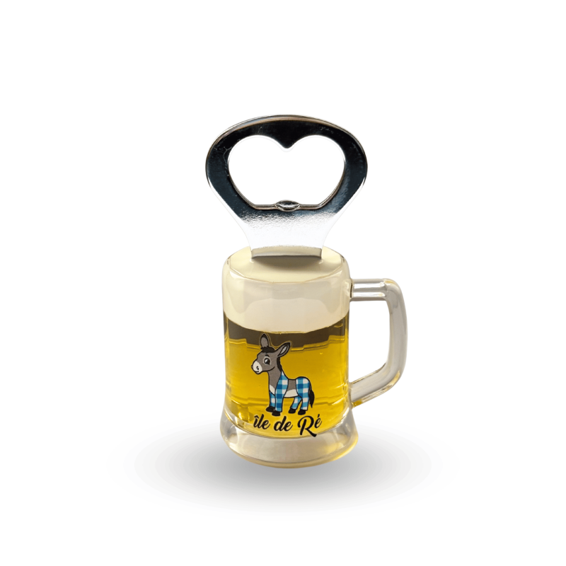 Décapsuleur de l'Île de Ré, l'âne en culotte bleu - Forme chope de bière
