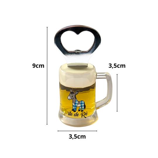 Décapsuleur de l'Île de Ré, l'âne en culotte bleu - Forme chope de bière
