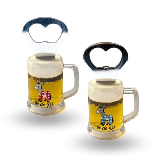 Décapsuleur de l'Île de Ré, l'âne en culotte bleu - Forme chope de bière