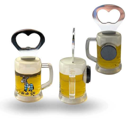 Décapsuleur de l'Île de Ré, l'âne en culotte bleu - Forme chope de bière