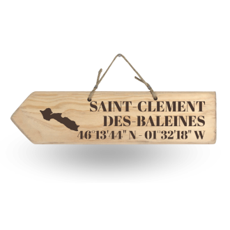 Pancarte en bois - Saint Clément des Baleines flèche gauche bois nature