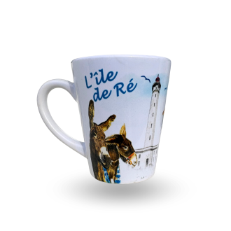 Tasse expresso conique avec anse - Paysages aquarelle de l'Île de Ré