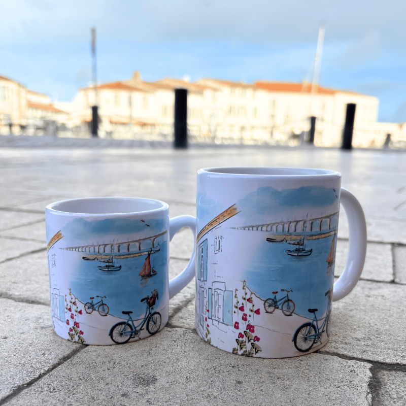 Mug expresso avec anse -  Paysages aquarelle de l'Île de Ré