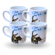 Pack 4 mug expresso avec anse - Paysages aquarelle de l'Île de Ré