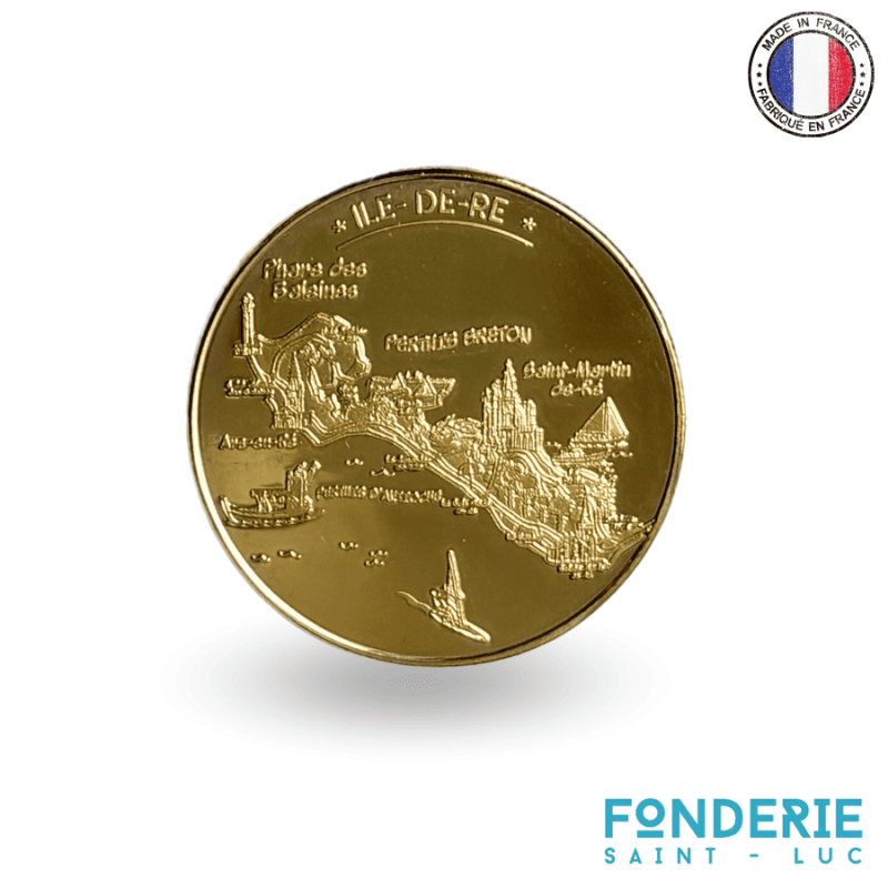 Médaille souvenirs de l'Île de ré - Collection de pièce dorée - Finition 3D