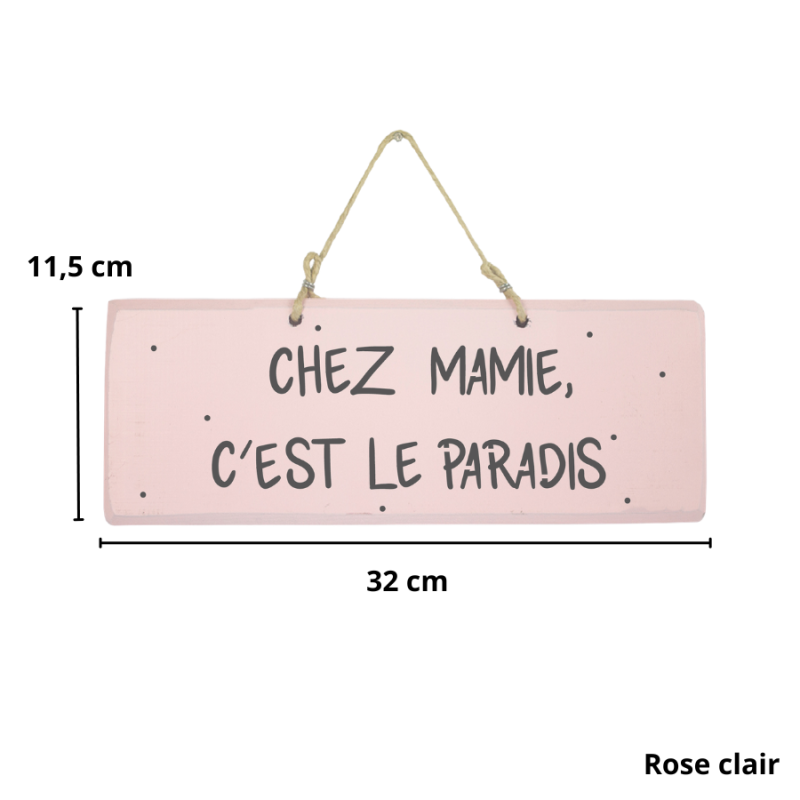 Pancarte Famille - Chez mamie c'est la paradis rose