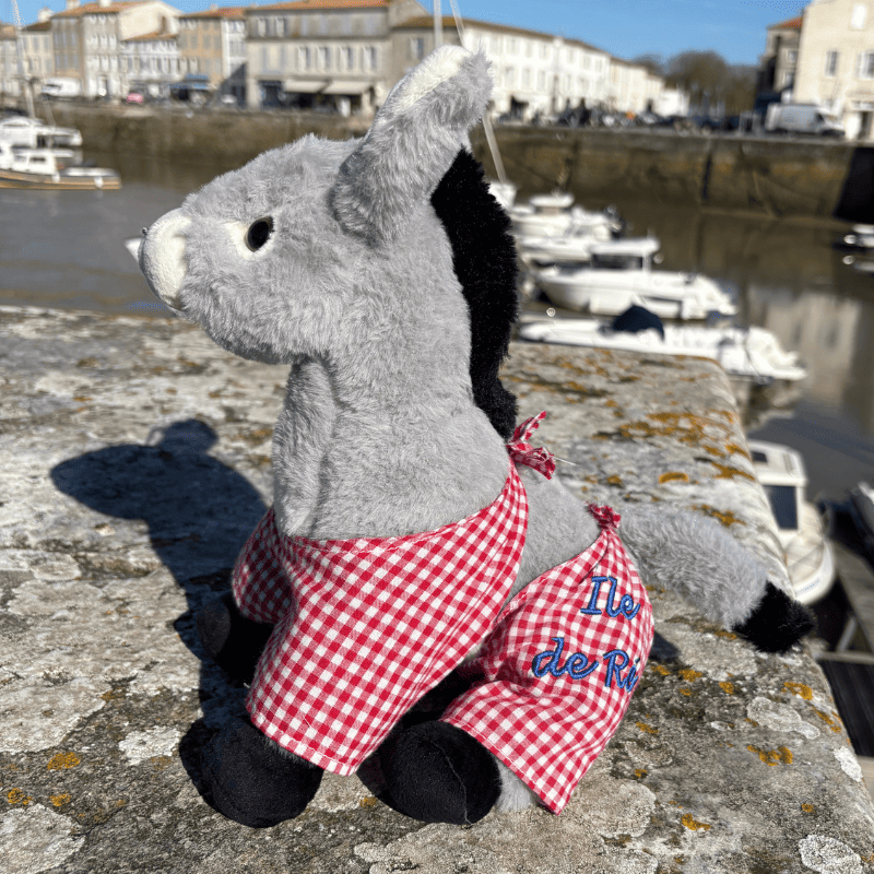 Plush donkey in red trousers from Île de Ré
