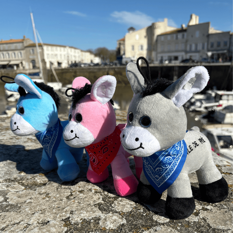 Peluche âne bleu de l'Île de Ré trio