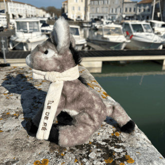 Peluche Âne gris de l'Île de Ré port  Île de Ré gray donkey plush toy