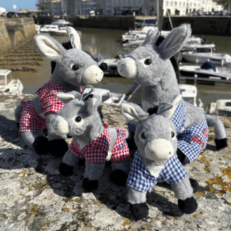Plush donkey in blue trousers from Île de Ré