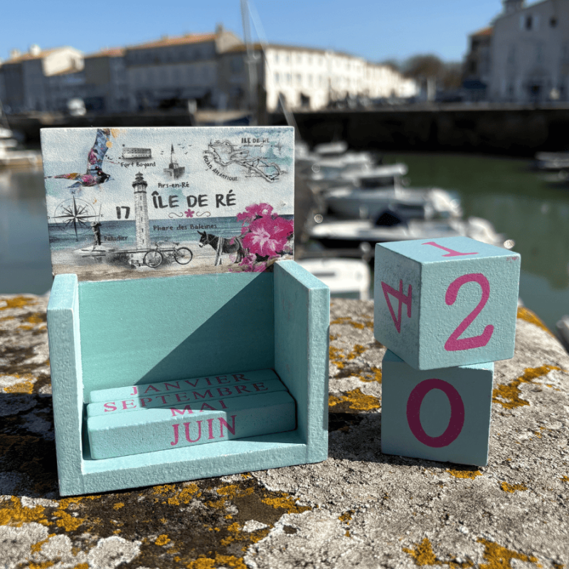 Calendrier perpétuel en bois - Île de Ré - Décoration Bord de mer