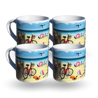 Pack 4 mugs expresso - Balade à la plage de l'Île de Ré