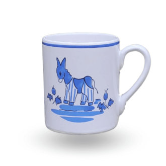 Blue donkey mug Île de Ré - Straight mug from the Pornic pottery factory
