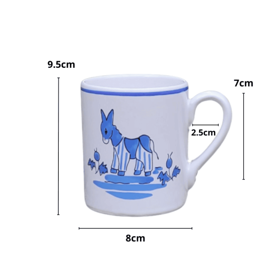 Mug âne bleu Île de Ré -  Mug droit de la Faïencerie de Pornic dimensions