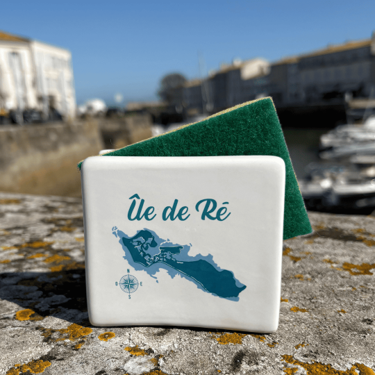 Porte éponge carte Île de Ré - Bleu turquoise