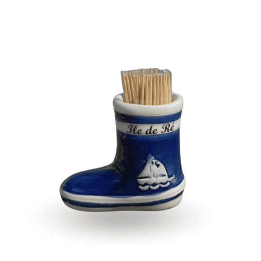 Porte cure-dents botte de marin bleue - Souvenir de l'Île de Ré