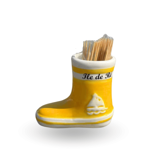 Yellow sailor's boot-shaped toothpick holder - Souvenir from the Île de Ré