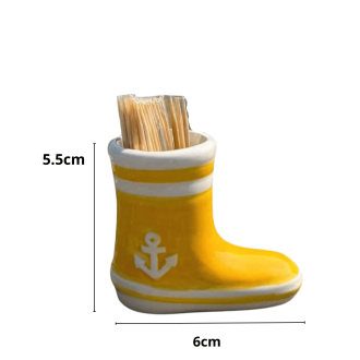 Yellow sailor's boot-shaped toothpick holder - Souvenir from the Île de Ré