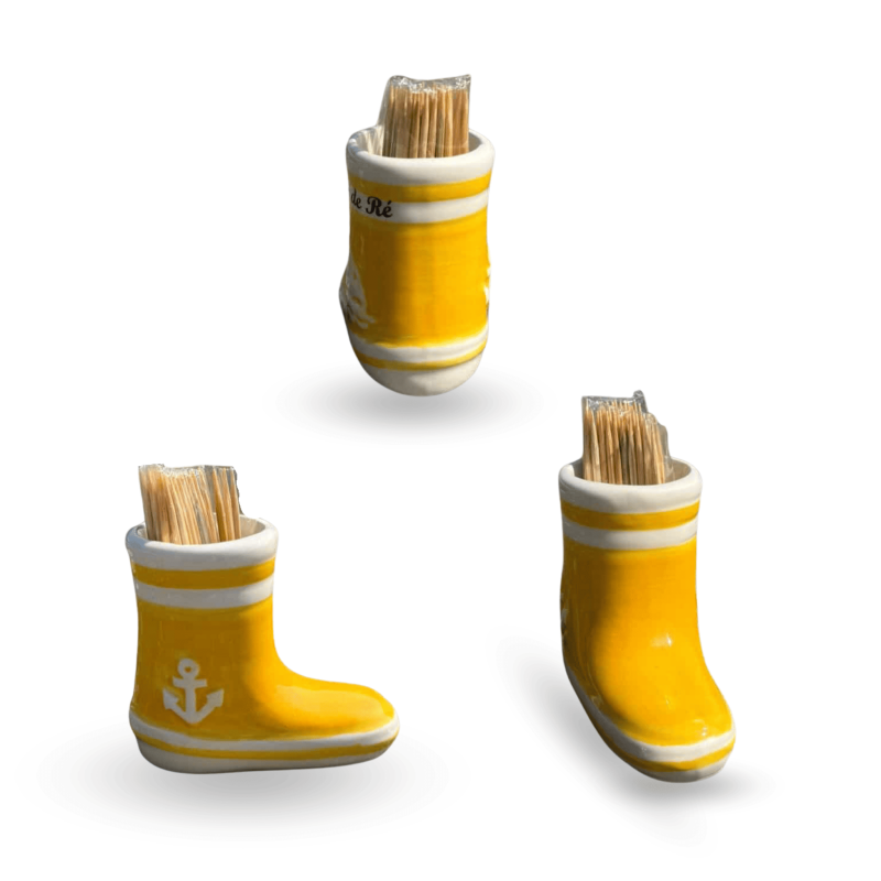 Yellow sailor's boot-shaped toothpick holder - Souvenir from the Île de Ré