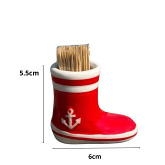 Red sailor's boot-shaped toothpick holder - Souvenir from the Île de Ré