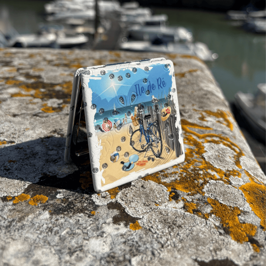 Miroir de poche carré de l'Île de Ré – Accessoire beauté & souvenir de plage