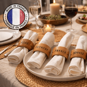 Rond de serviette de table en bois - personnalisé prénom ou surnom