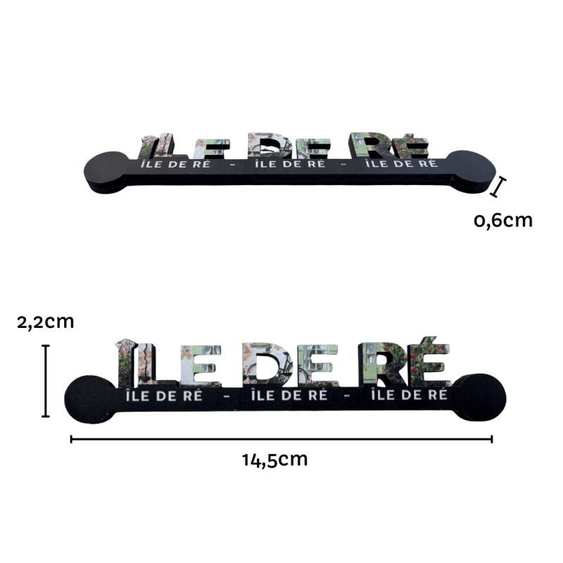 Magnet en bois lettres illustrées - Île de Ré