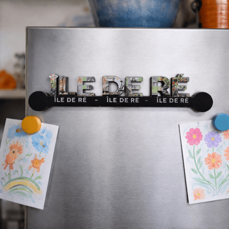 Magnet en bois lettres illustrées - Île de Ré