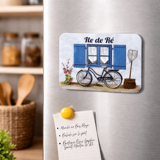 Double-sided glossy magnet – The donkey and the narrow streets of Île de Ré