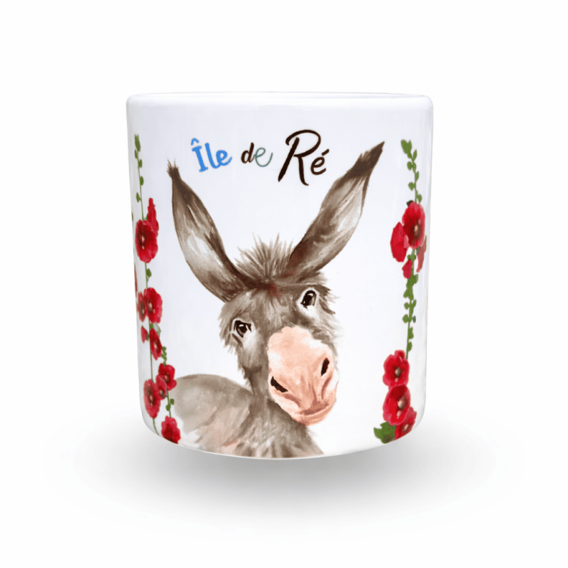 Mug à expresso âne emblématique de l'Île de ré - Roses trémières