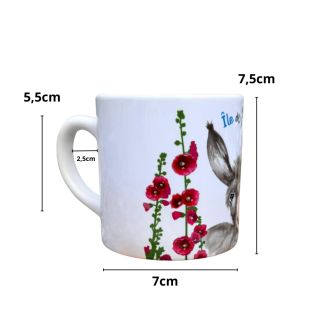 Mug à expresso âne emblématique de l'Île de ré - Roses trémières