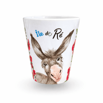 Tasse conique à expresso âne emblématique de l'Île de ré - Roses trémières