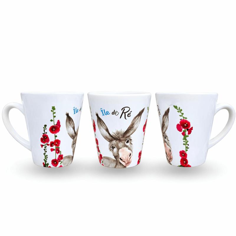 Tasse conique à expresso âne emblématique de l'Île de ré - Roses trémières
