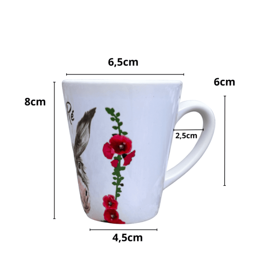 Tasse conique à expresso âne emblématique de l'Île de ré - Roses trémières